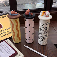 Mini Portable Insulated Coffee Mug for Women, Stainless Steel Water Bottle, 2025 New Design