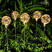 Solar Powered Copper Wire Ball Reed Landscape Lights Waterproof Outdoor Garden Decoration