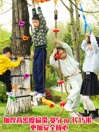 Kids Indoor Outdoor Climbing Rope Swing Set with Rings and Disc for Sensory Integration Training