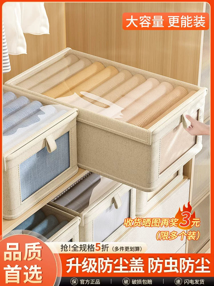 Foldable Fabric Wardrobe Storage Box with PP Board for Clothes and Pants