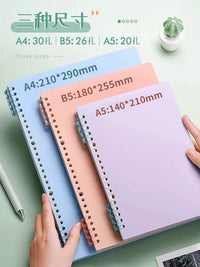 A4/B5 Loose Leaf Notebook Cover with Binder Rings, DIY Detachable Soft Plastic Shell for Refillable Journals