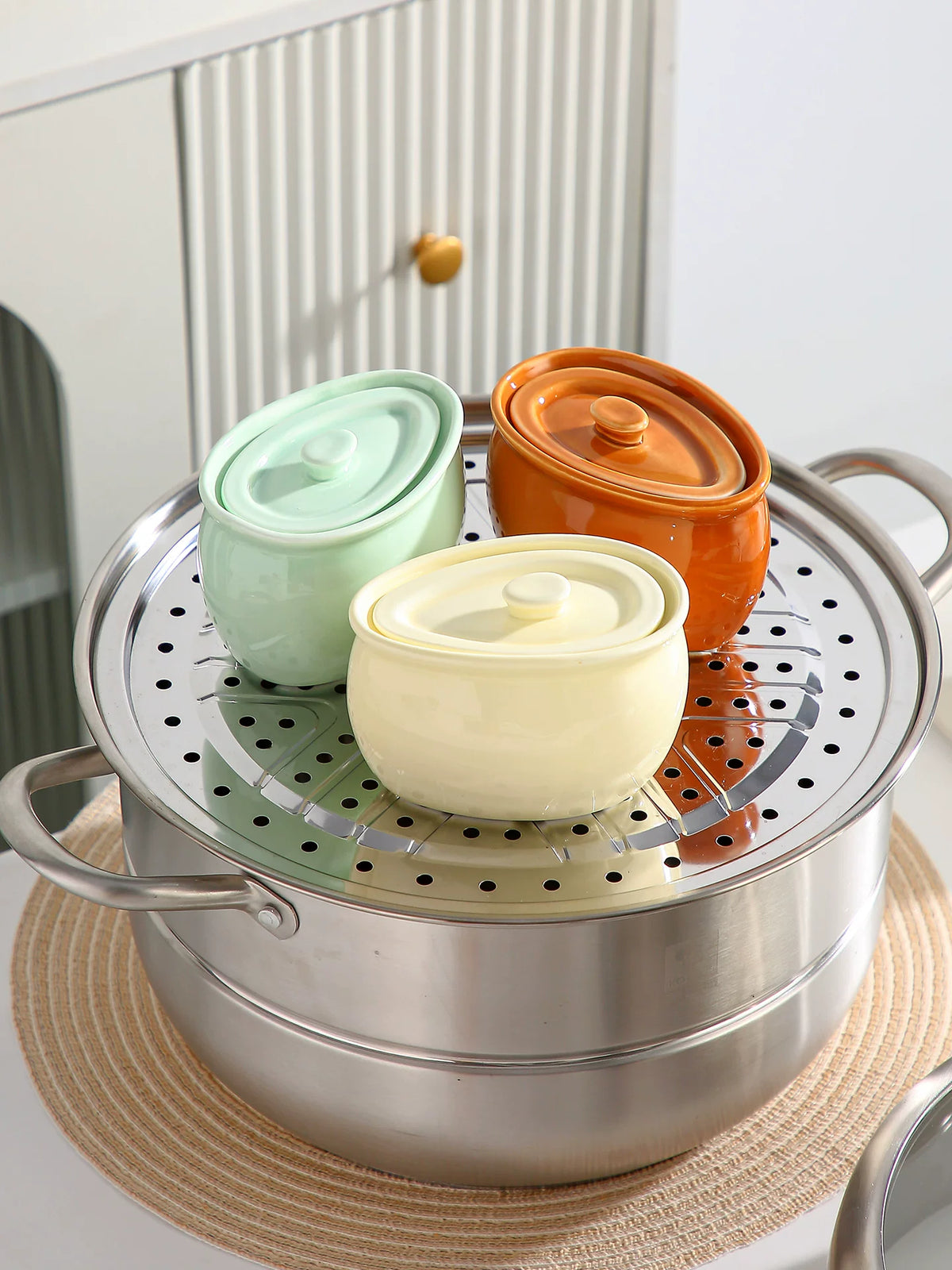 Ceramic Steaming Bowl for Rice Cooker, Stew Pot, or Egg Custard