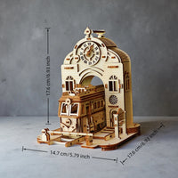3D Wooden Train Station Model Puzzle Kit