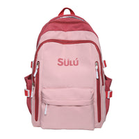 High-Capacity Backpack for Girls, Junior and Senior High School Students, Simple Casual Bookbag, Lightweight Travel Contrast Color Backpack