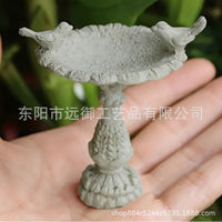 Outdoor Bird Bath Basin with Dual Birds, Vintage Garden Yard Resin Craft Decor Bird Feeder