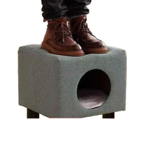 Cat Ottoman with Enclosed Pet Bed, Durable and All-Season Cat House Stool