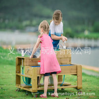 Outdoor Wooden Sand and Water Play Table Set for Kids
