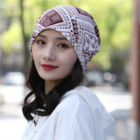 Autumn Winter Korean Style Square Paisley Beanie Scarf Dual-Use Headwear