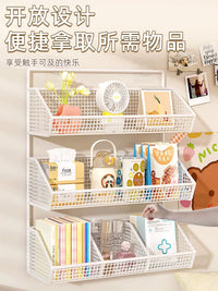 Multi-functional Wall-Mounted Storage Shelf for Dorms & Bathrooms - No-Drill Organizer with Multi-Layer Hanging Basket