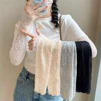 Women's UV Protection Ice Silk Lace Arm Sleeves for Summer