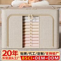 Extra Large Oxford Fabric Storage Box with Double Window, Foldable Clothes Organizer