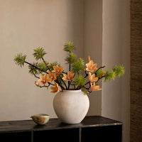 Qingsheng New Chinese Ceramic Vase for Living Room Entryway Decor, Wabi-Sabi Style Handmade Desktop Flower Arranger