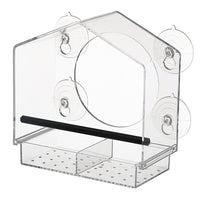 Transparent Acrylic Window Bird Feeder with Suction Cups, Outdoor Rainproof Bird House for Balcony