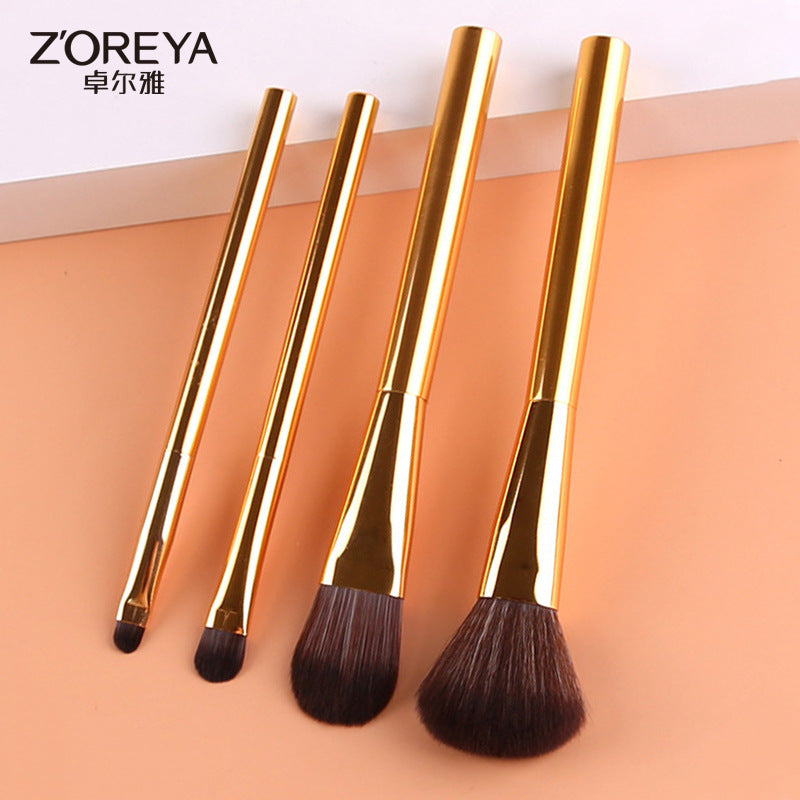 Zhuoerya 4-Piece Makeup Brush Set with Storage Bag for Powder, Concealer, Eyeshadow