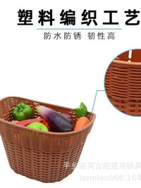 Bicycle Front Basket with Lid or Lidless - Thickened Plastic Woven Design for Electric Bikes