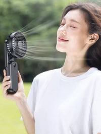 Portable Handheld Fan with LED Flashlight, Rechargeable Personal Fan for Travel, Desk, and Neck, Long-Lasting Battery