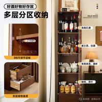 Solid Wood Wine Cabinet Display Shelf with Glass Door, Modern Luxury Home Bar Storage Organizer