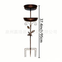 Vintage Double-Layer Bird Feeder and Bath, Cast Iron Garden Decor for Wild Birds