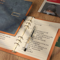 A5 Detachable Loose-Leaf Notebook with Pen, Vintage Style for Students and Business