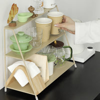 Luxury Coffee Corner Cup Holder 3-Tier Desktop Organizer Iron Art Tea Set Storage Rack