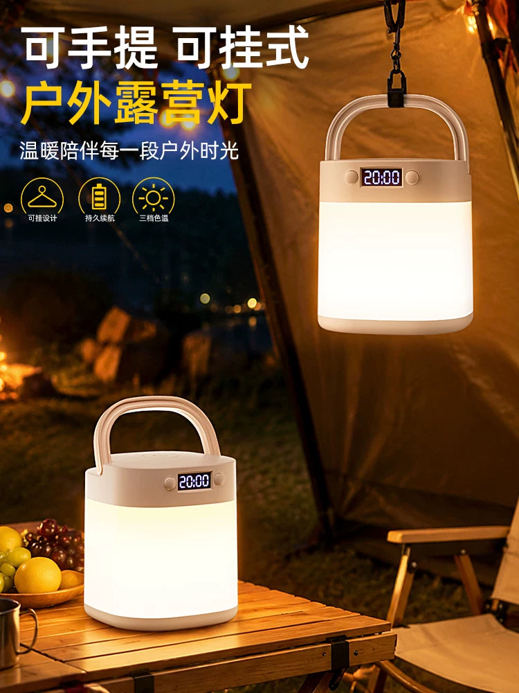 Rechargeable LED Camping Lantern with Long-lasting Battery, Emergency Light, and Ambient Lighting for Outdoor and Home Use