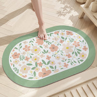 Diatomaceous Earth Floral Bath Mat, Non-Slip Absorbent Quick Dry Doormat for Bathroom Entryway
