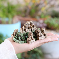 Vintage Dual-Tone Mini Stone Lion Figurines for Garden Micro Landscape Decor