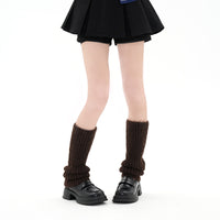 Women's Winter Wool Blend Leg Warmers with Fleece Lining - Japanese Style Solid Color Scrunch Socks