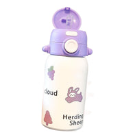 Cute Cartoon 316 Stainless Steel Insulated Water Bottle for Kids with Straw, Leak-Proof Portable Design