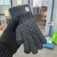 Men's Winter Warm Alpaca Wool Touchscreen Gloves for Cycling and Cold Weather