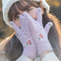Women's Winter Warm Touchscreen Gloves with Plush Lining for Cycling and Cold Weather