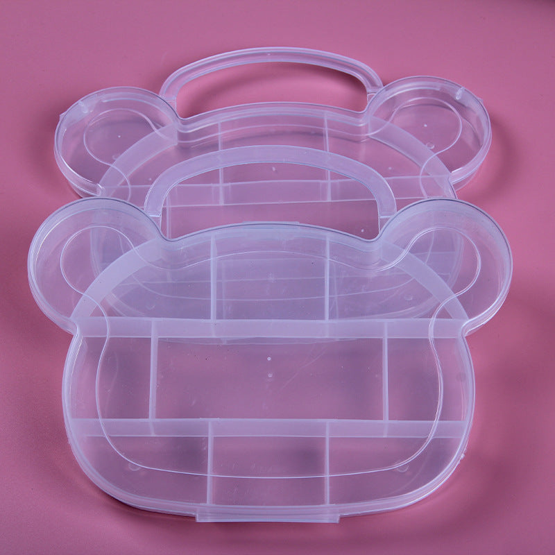Bear Head Jewelry & Stationery Transparent Storage Box, Multi-functional Plastic Organizer