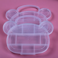 Bear Head Jewelry & Stationery Transparent Storage Box, Multi-functional Plastic Organizer