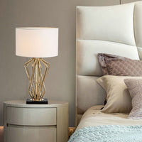 Modern Creative Metal Stand Table Lamp with Marble Base for Living Room Bedroom Hotel Decor