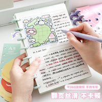 A5 Mushroom Hole Loose-Leaf Notebook with Decorative DIY Cover, Thickened Journal with Lined Pages, 80 Sheets
