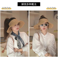 Breathable Straw Sun Visor Hat with Wide Brim for Outdoor Travel Beach