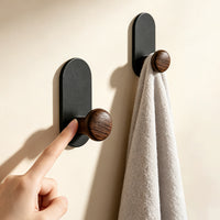 Walnut Wood Grain Single Wall Hook for Coats and Hats, No-Drill Adhesive