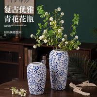 New Chinese Style Vintage Blue and White Porcelain Ceramic Vase for Hydroponic Floral Arrangements