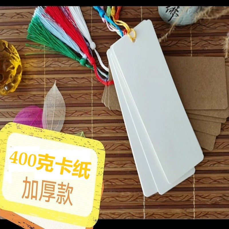 DIY Blank Bookmark Kit with Tassels for Students, Paper Craft for Hand-Painted Word Cards