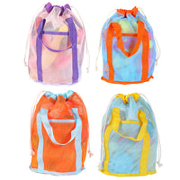 Dopamine Kids Toy Storage Bag Portable Drawstring Travel Wash Bag Transparent Mesh Beach Bag