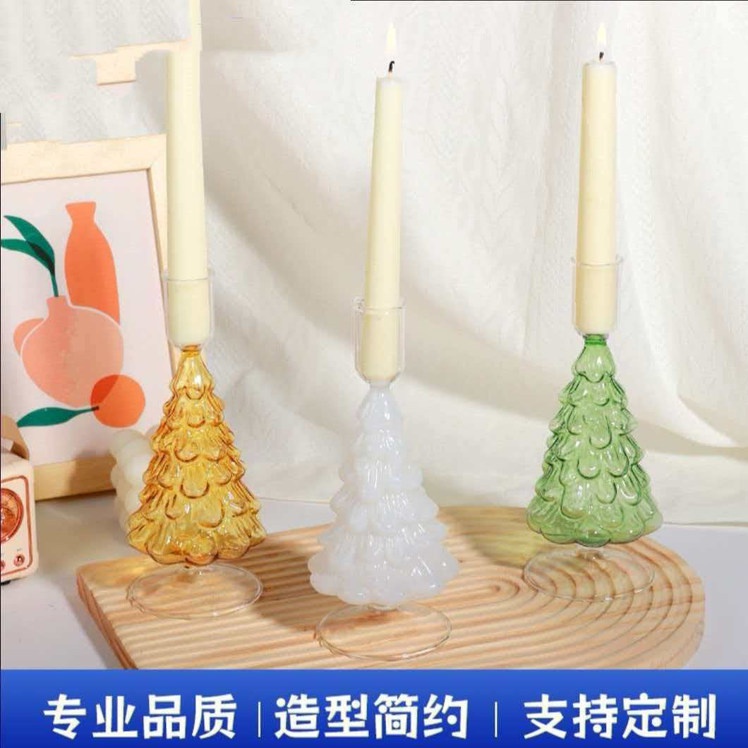 Nordic Minimalist Glass Christmas Tree Candle Holder Ornament