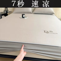 Luxury Ice Silk Cooling Mat Bedding Set - Machine Washable Fitted Sheet Style