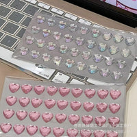 Holographic Laser Pink Heart Rhinestone Stickers for DIY Crafts and Scrapbooking