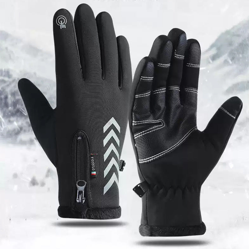 Men's Cycling Warm Gloves Touchscreen Waterproof Windproof Thermal Fleece with Zipper