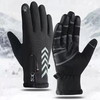Men's Cycling Warm Gloves Touchscreen Waterproof Windproof Thermal Fleece with Zipper