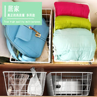 Large Iron Art Storage Basket Kitchen Snack Desktop Grid Wire Dipped Plastic Organizer