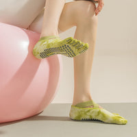Tie-Dye Five-Toe Yoga Socks for Women, Non-Slip Pilates & Fitness Ankle Socks
