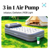 Portable Multifunction Air Pump with RGB Ambient Light & SOS for Outdoor Camping