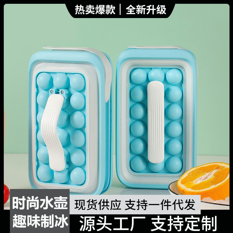 2-in-1 Silicone Ice Cube Maker with Storage Bin, Portable and Sealed for Home Use