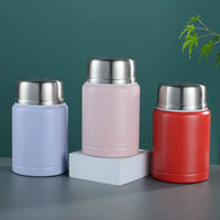 Portable 304 Stainless Steel Vacuum Insulated Food Jar with Spoon, Hot Food Container for Lunch